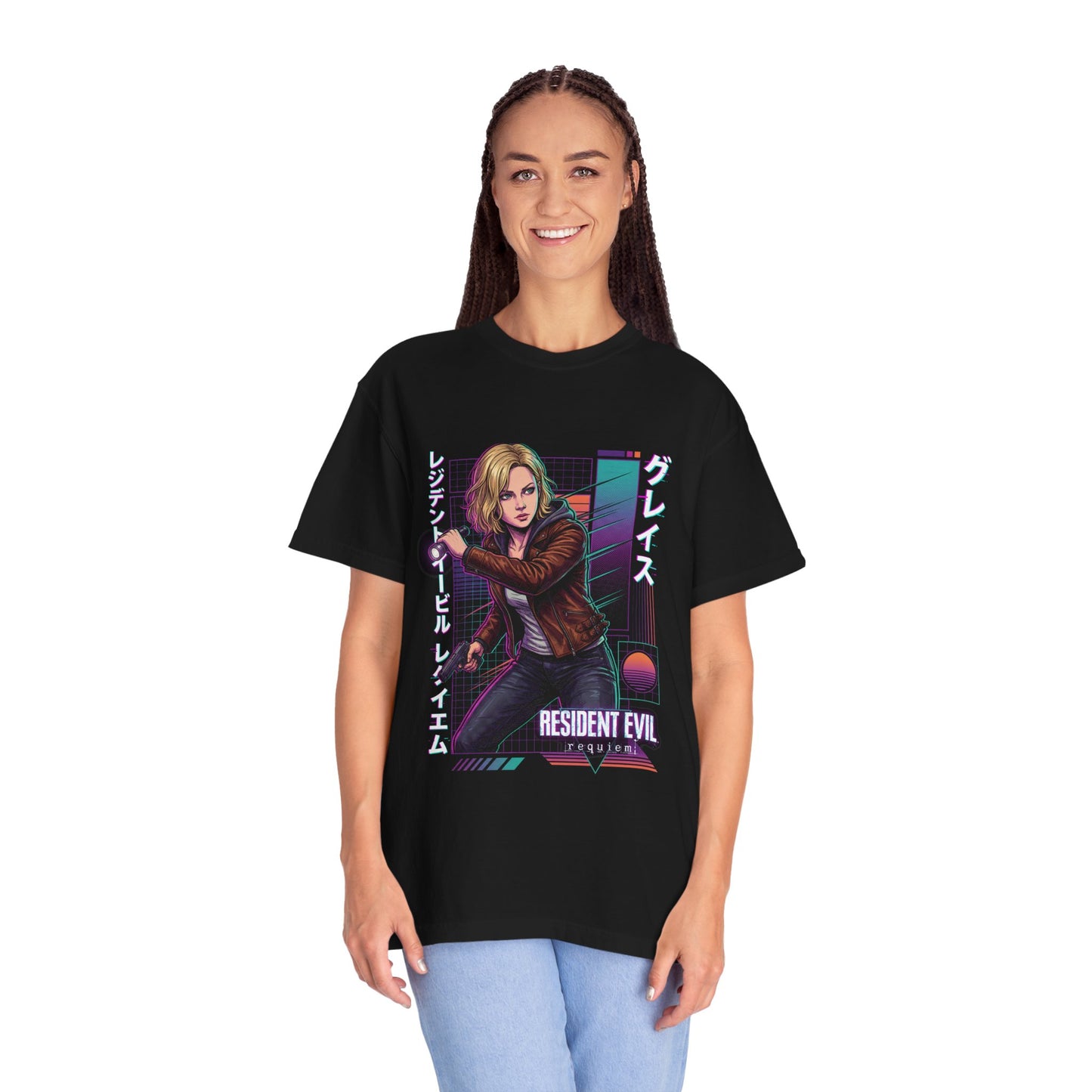 Grace Ashcroft Resident Evil Requiem Walkthrough Retrowave Future Cyberpunk Design Premium T-Shirt