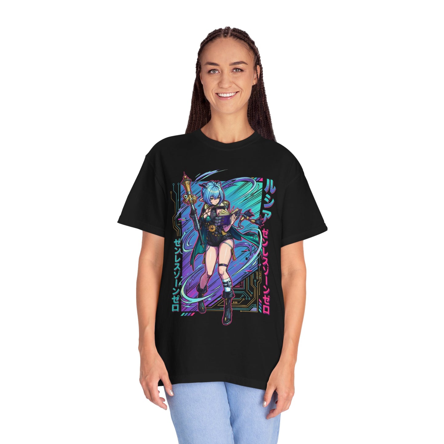 Lucia Elowen Zenless Zone Zero Synth Retrowave Neon Premium T-Shirt