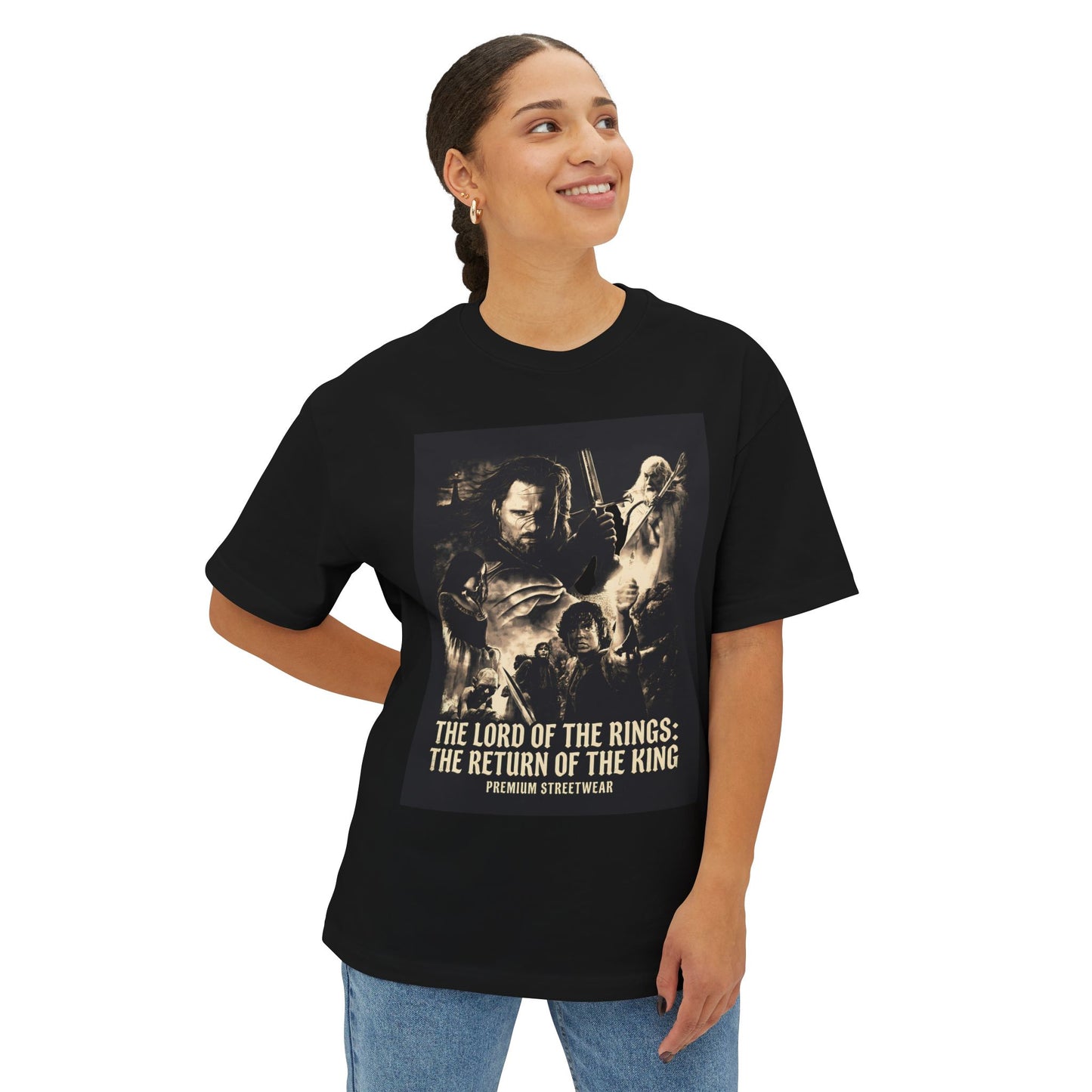 Lord of the Rings: Epic Battle & Heroic Journey Design Premium Oversized Unisex T-Shirt