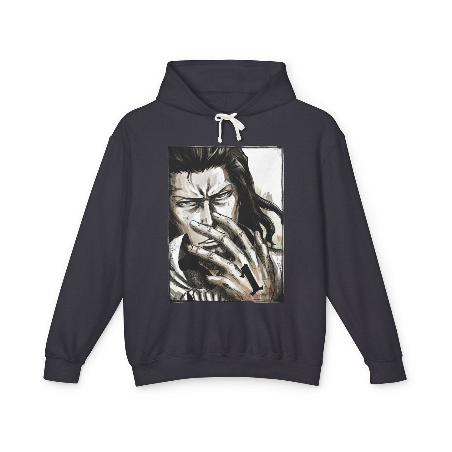 Starrk Dark Brown Hair Arrancar Fan Art – Blue-Gray Eyes Goatee Laid-Back Design Unisex Premium Hoodie