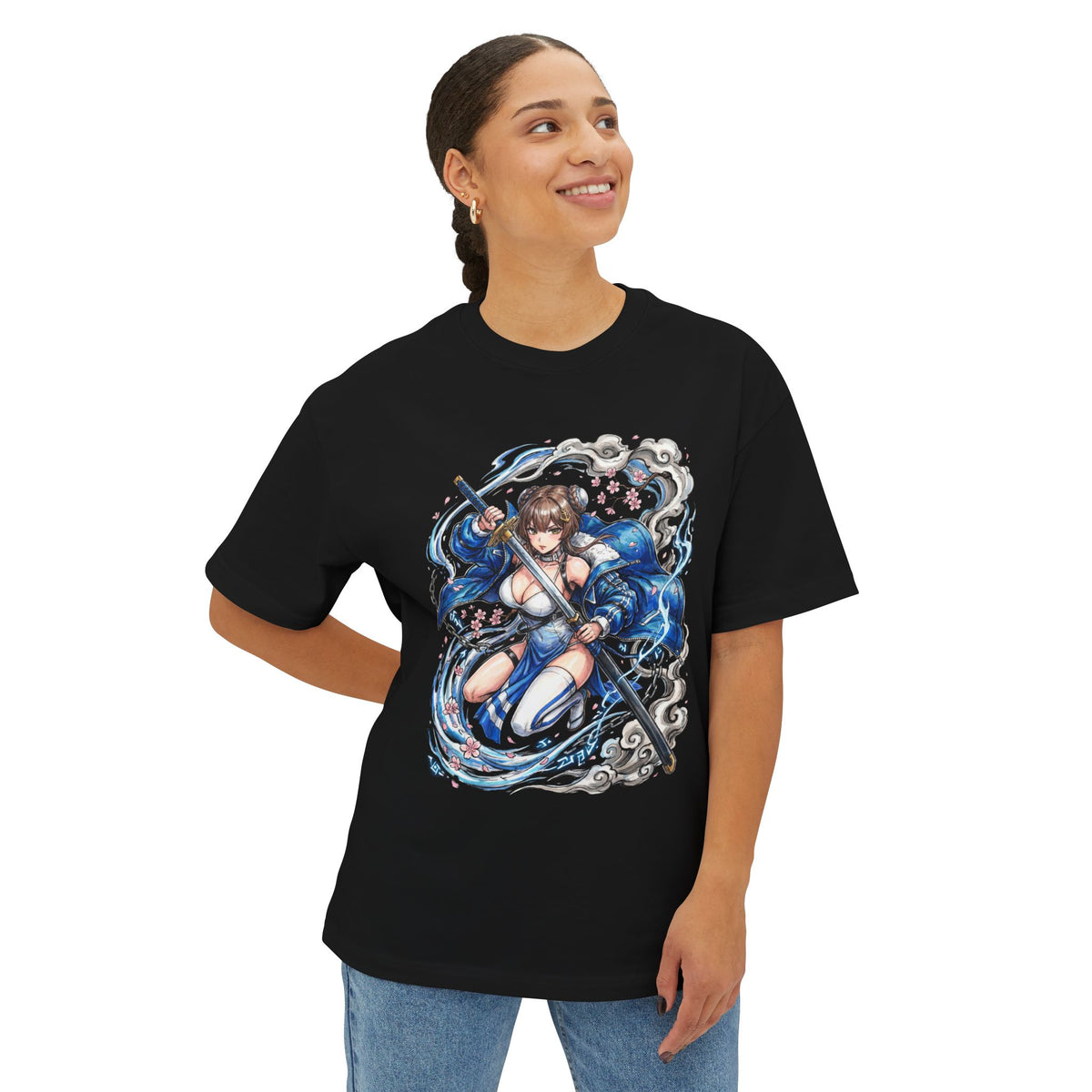 Chaos Zero Nightmare Yuki Cherry Blossom Water Swirl Fan Art Oversized T-Shirt