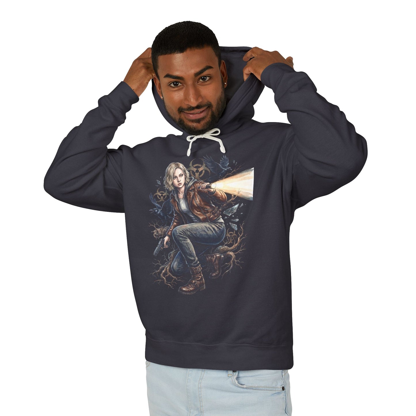 RE9 Grace Ashcroft Leon Saves Horror Icon Unisex Premium Hoodie