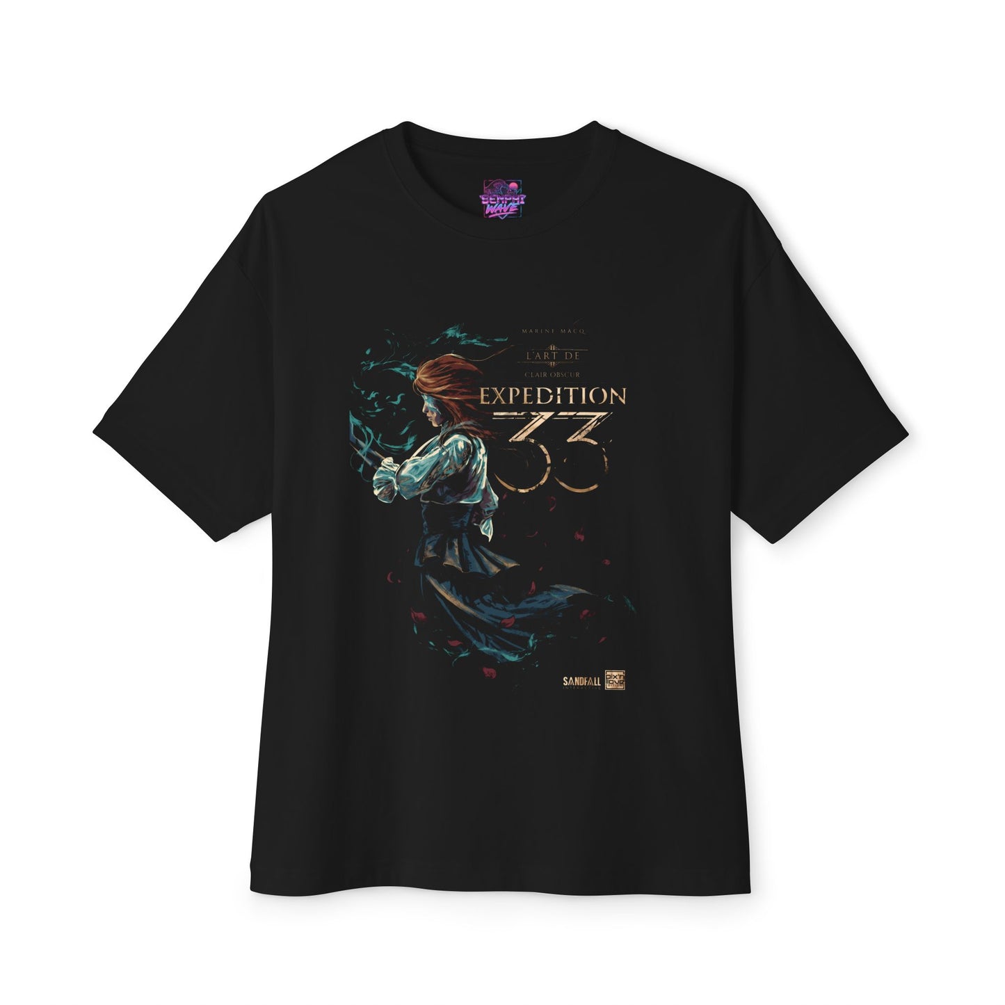 Maelle Clair Obscur Fan Art – Young Swordswoman Rapier Expedition Design Premium Oversized Unisex T-Shirt
