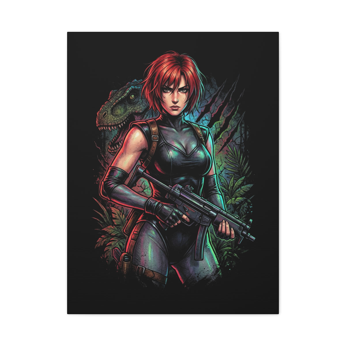 Dino Crisis Regina Red Hair Tactical Gear Portrait Canvas Print