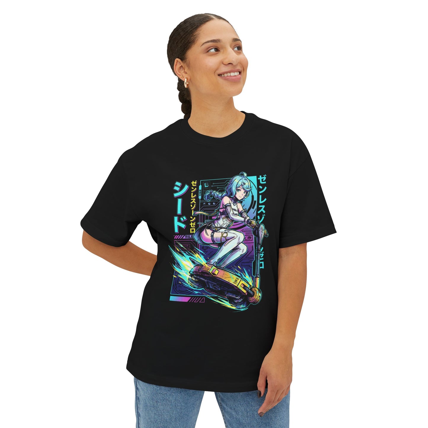 Zenless Zone Zero Seed Retro Retrowave Electric Demon Premium Oversized Unisex T-Shirt