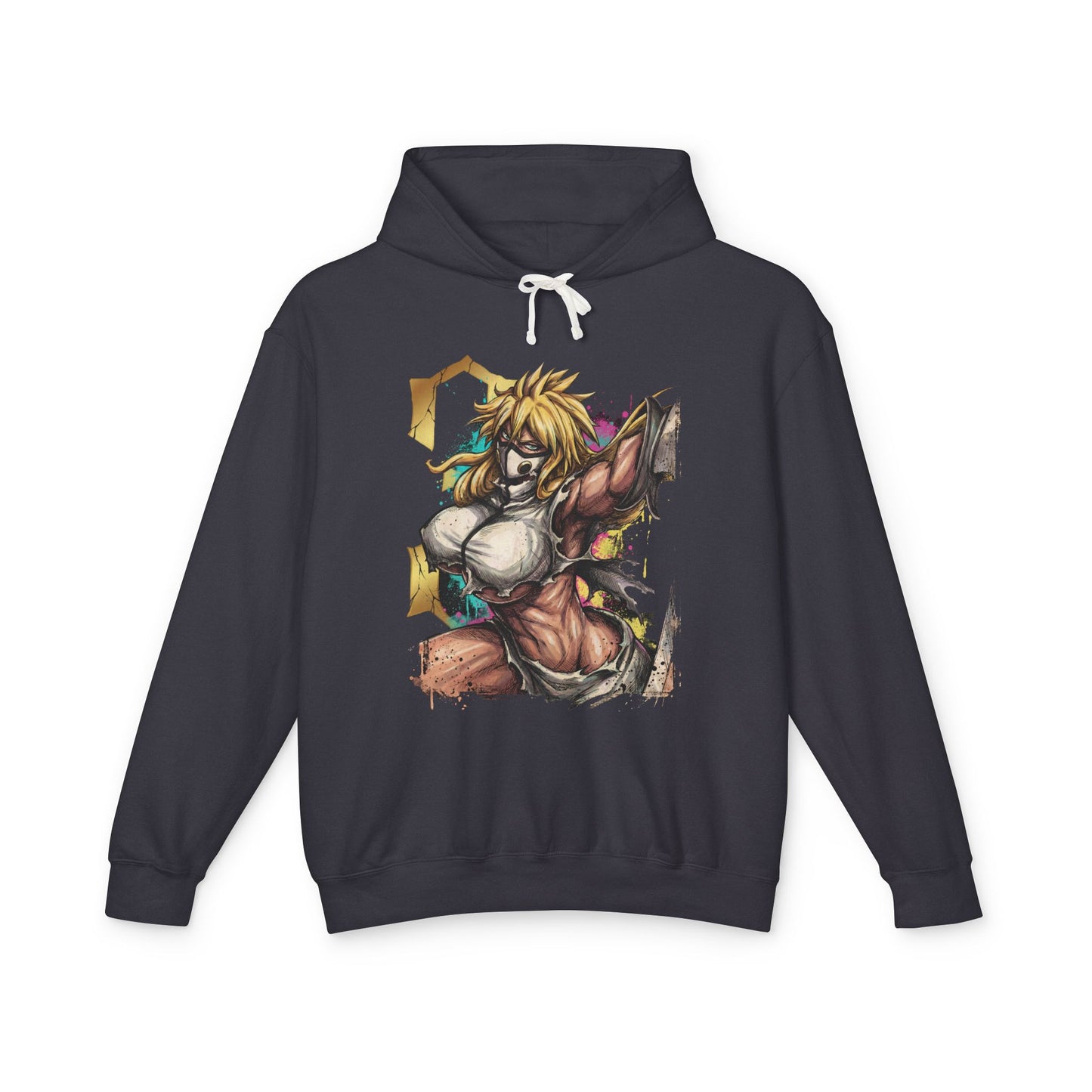 Blonde Arrancar Warrior Fan Art – Aqua Eyes Shark Mask Fragments Design Unisex Premium Hoodie