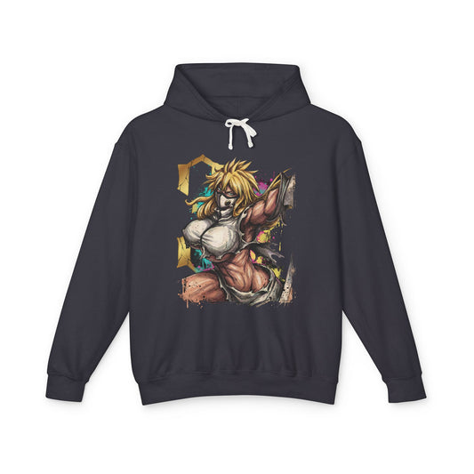Blonde Arrancar Warrior Fan Art – Aqua Eyes Shark Mask Fragments Design Unisex Premium Hoodie