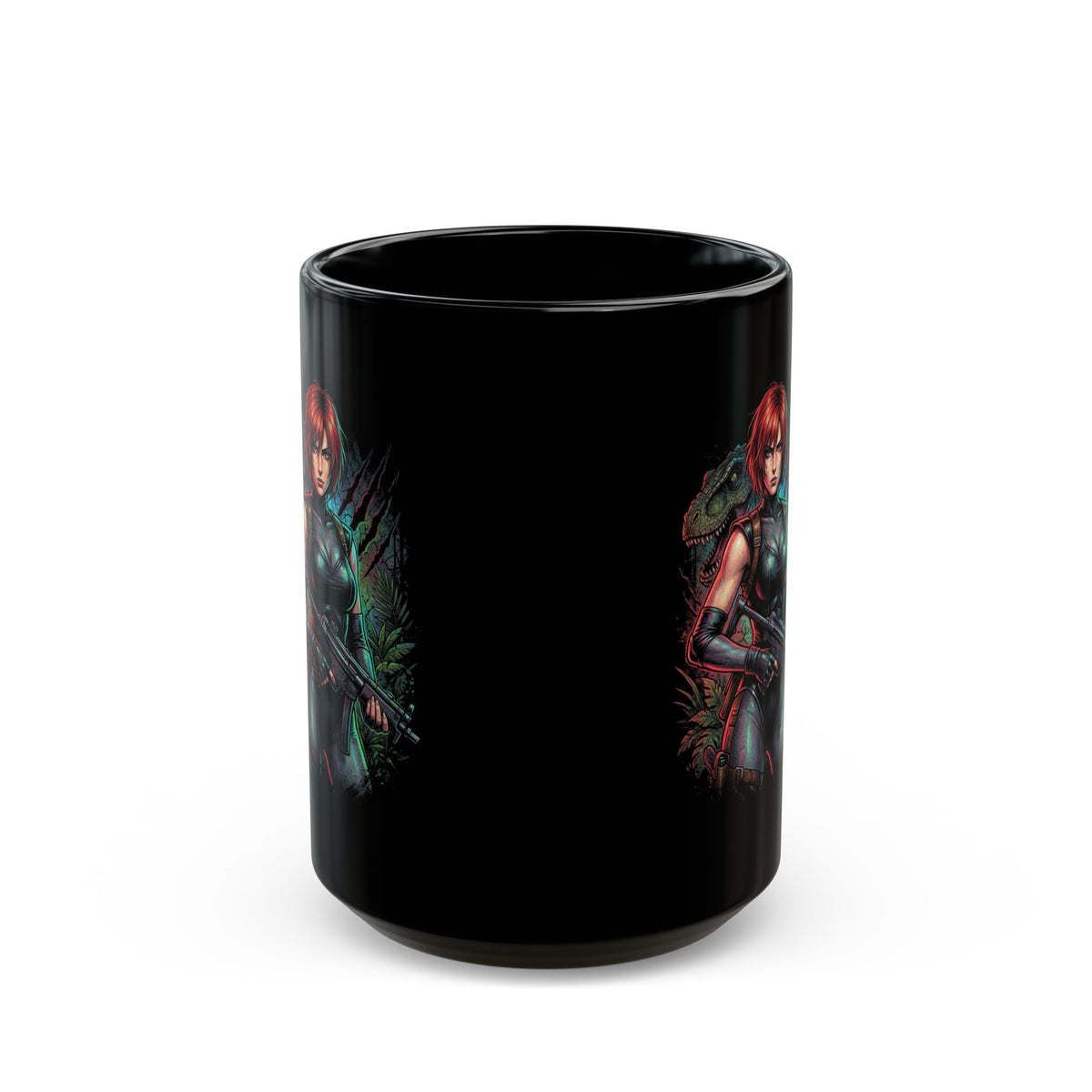 Dino Crisis Regina Red Hair Tactical Gear Portrait Black Mug
