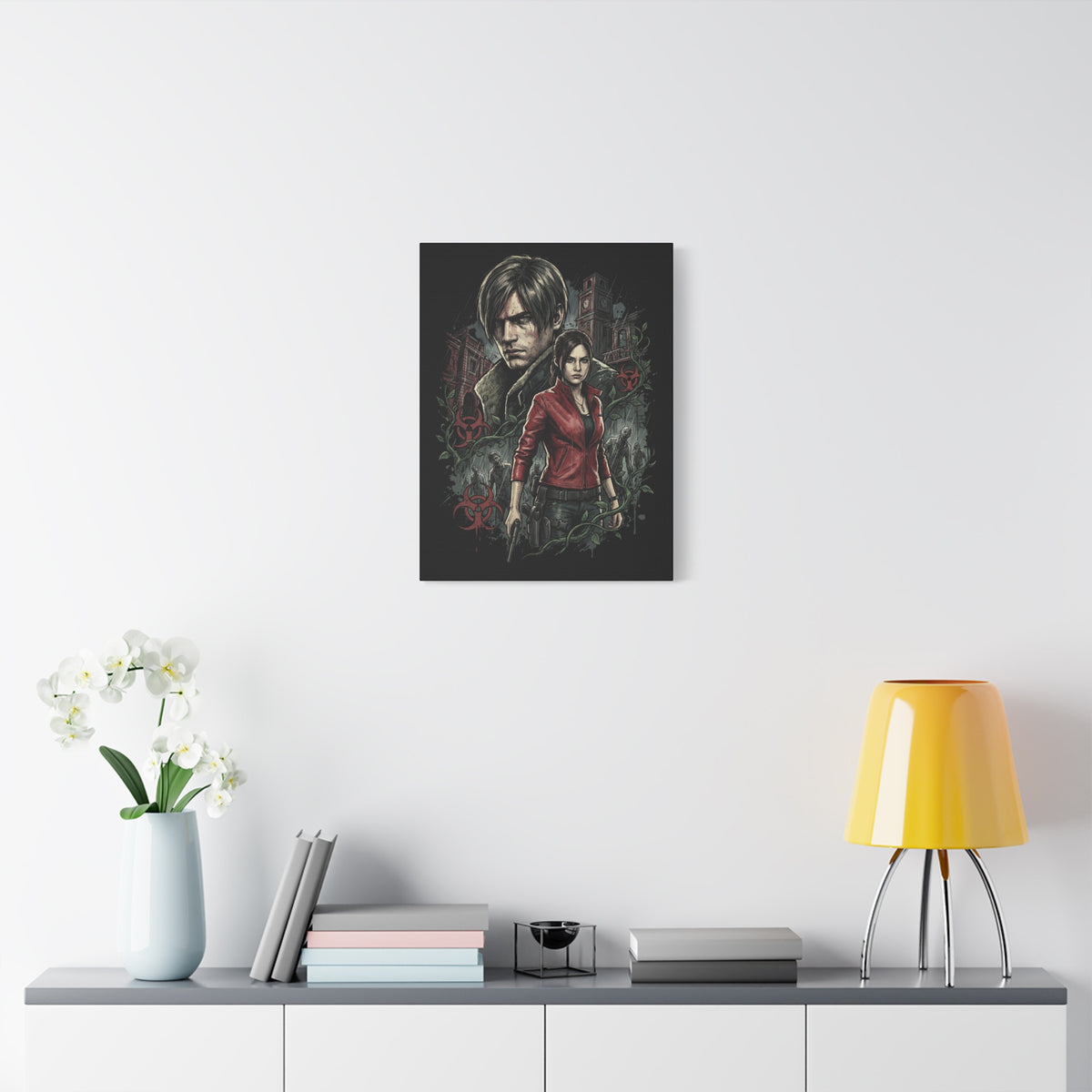 Resident Evil 2 Leon Kennedy and Claire Raccoon City Biohazard Canvas Print