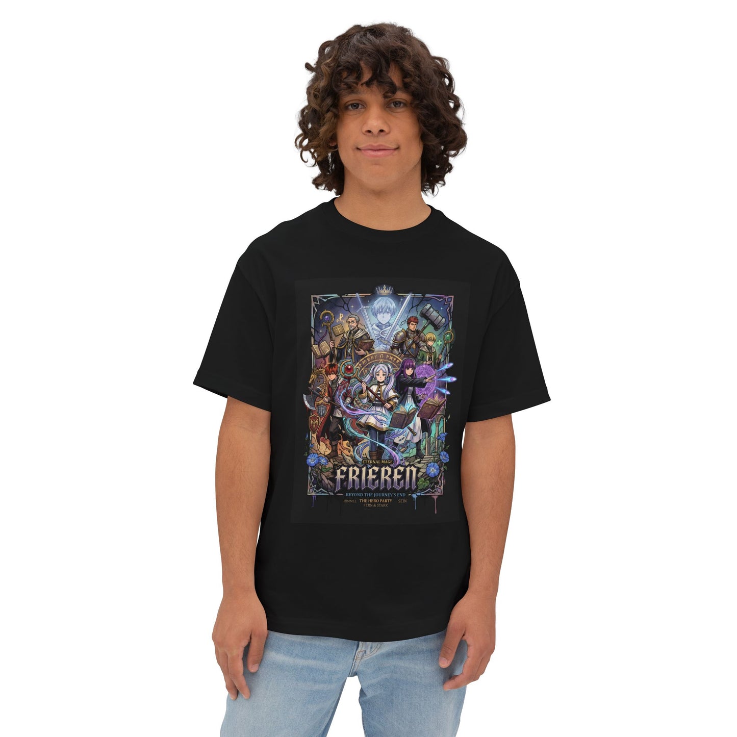 Serene Silver Hair Sorceress Beyond Horizons Premium Oversized Unisex T-Shirt