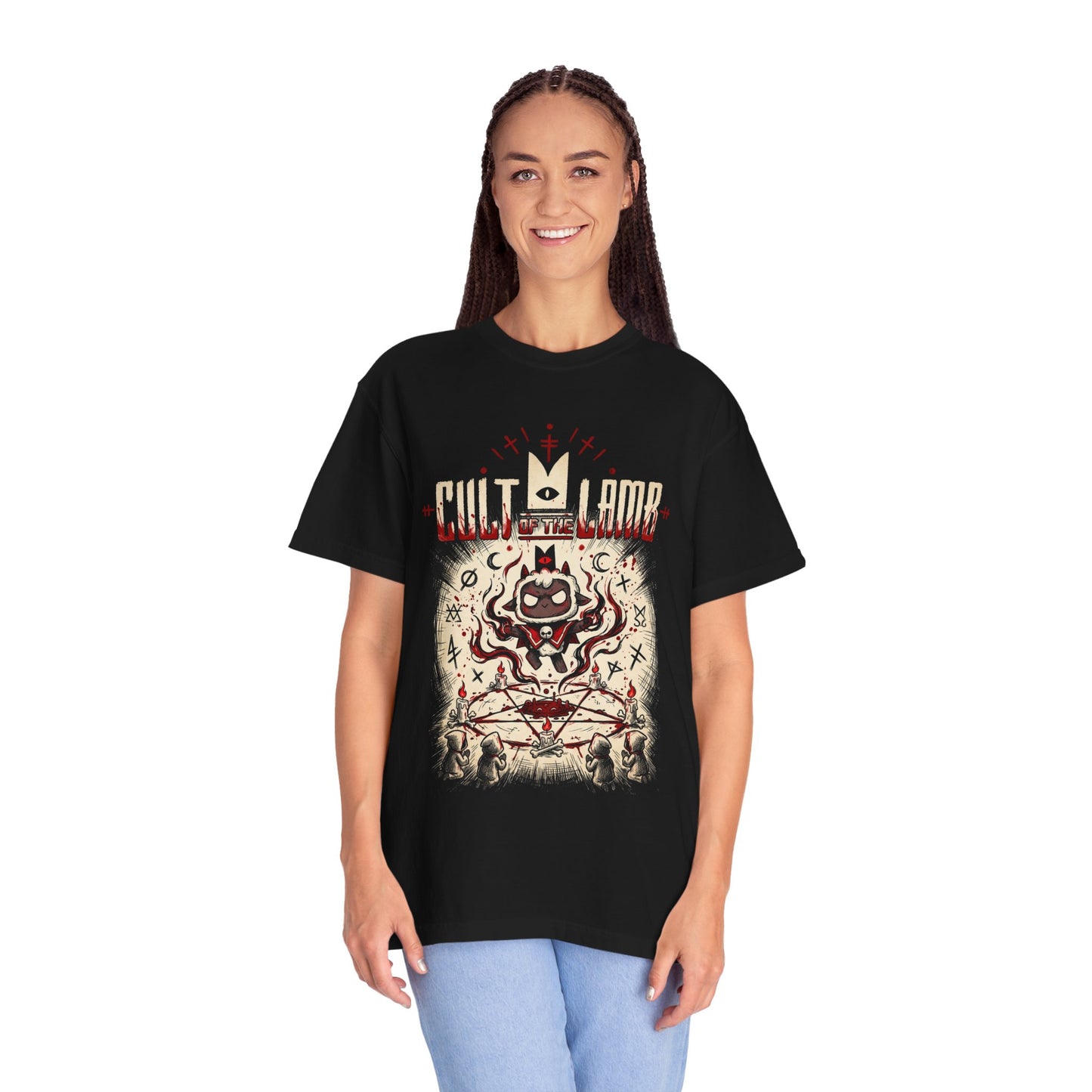 Cult of the Lamb Cult Leader Red Crown Sacrifice Portrait Premium T-Shirt