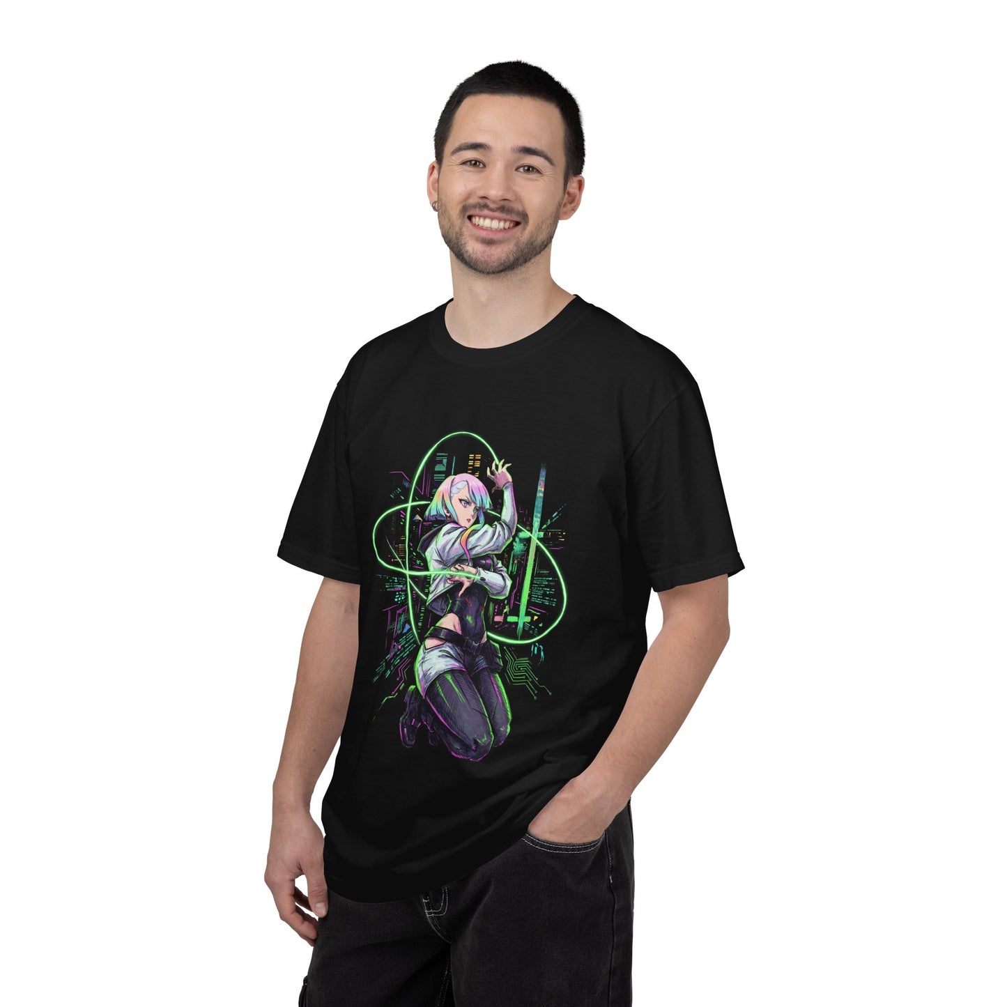 Lucy Cyberpunk Edgerunners Netrunner Jacket Thigh Highs Design Premium T-Shirt