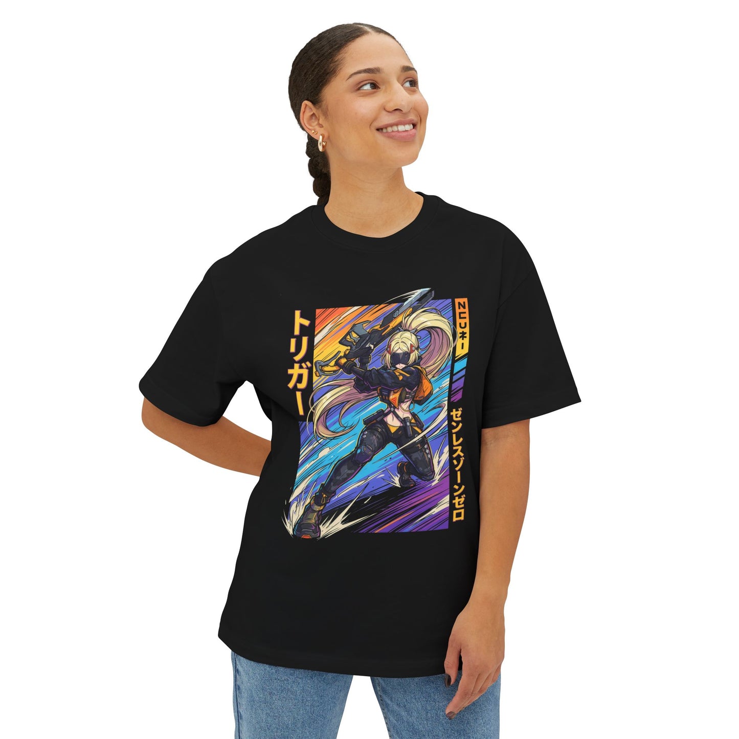 Trigger Zenless Zone Zero Synthwave Retro Neon Sniper Premium Oversized Unisex T-Shirt