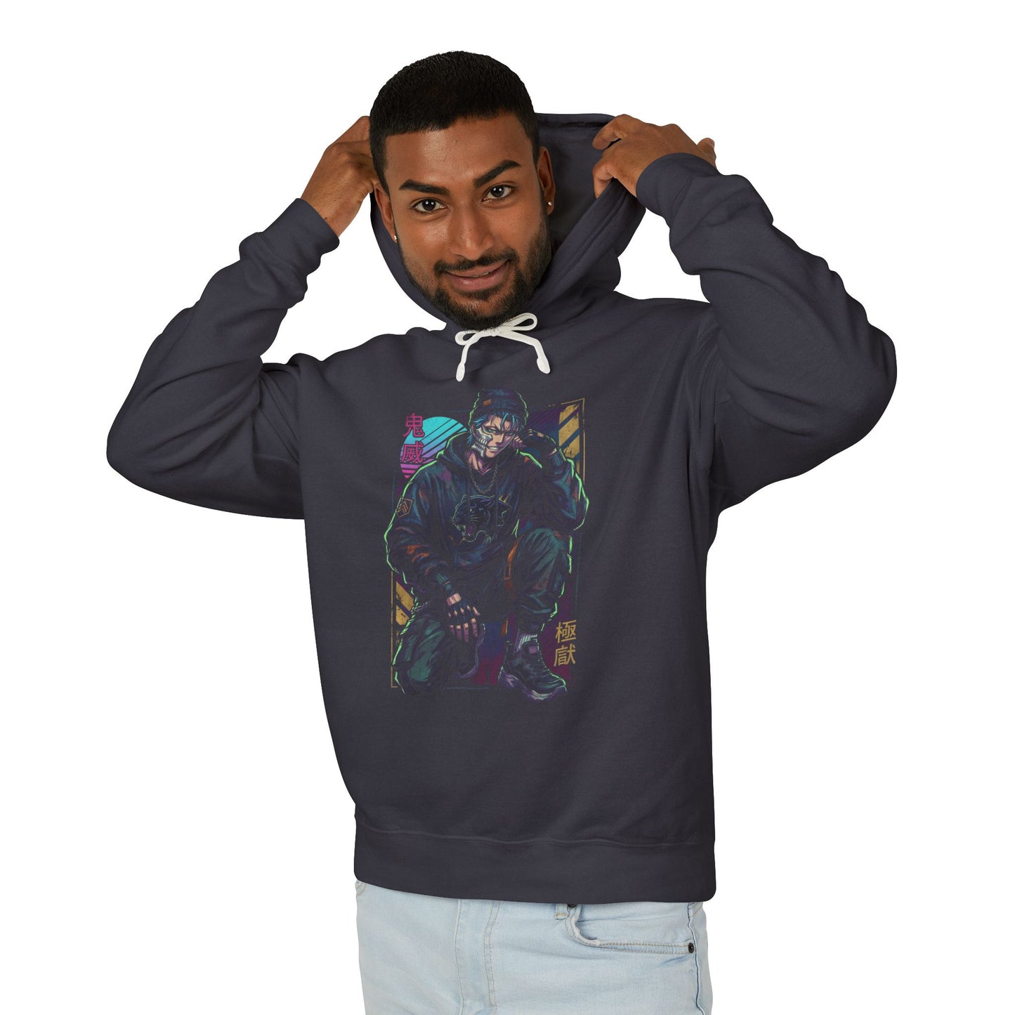 Grimmjow Bleach Black Pants Boots Street Fashion Vaporwave Icon Unisex Premium Hoodie