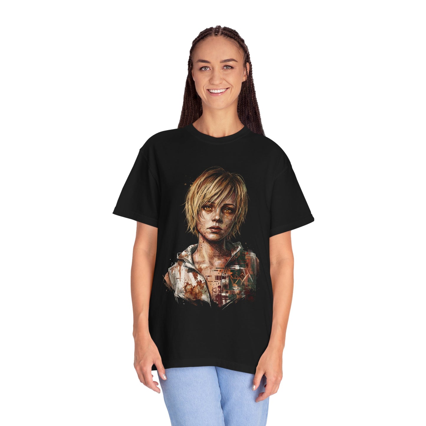 Silent Hill 3 Heather Mason Orange Hoodie Denim Vest Design Premium T-Shirt