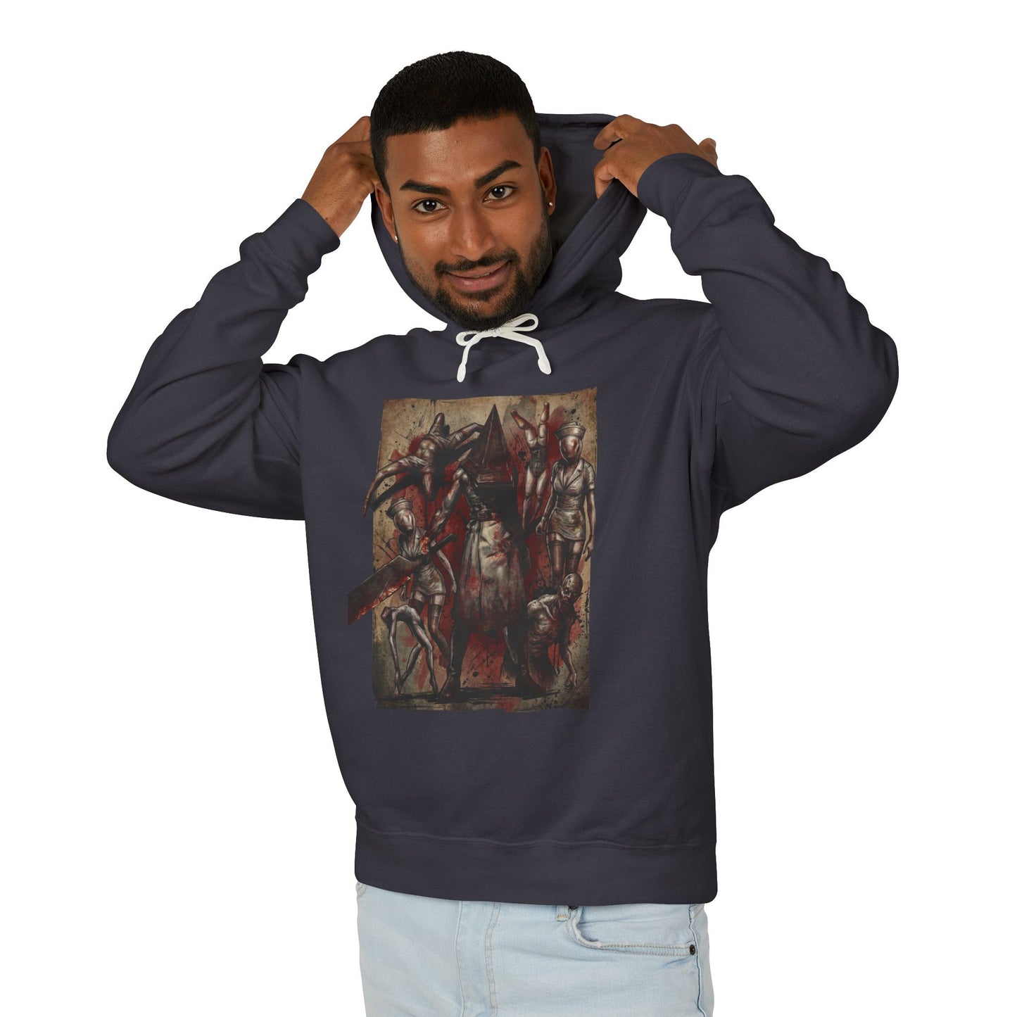 Atmospheric Pyramid Head Silent Hill 2 Remake Fog Portrait Red Thing Unisex Premium Hoodie