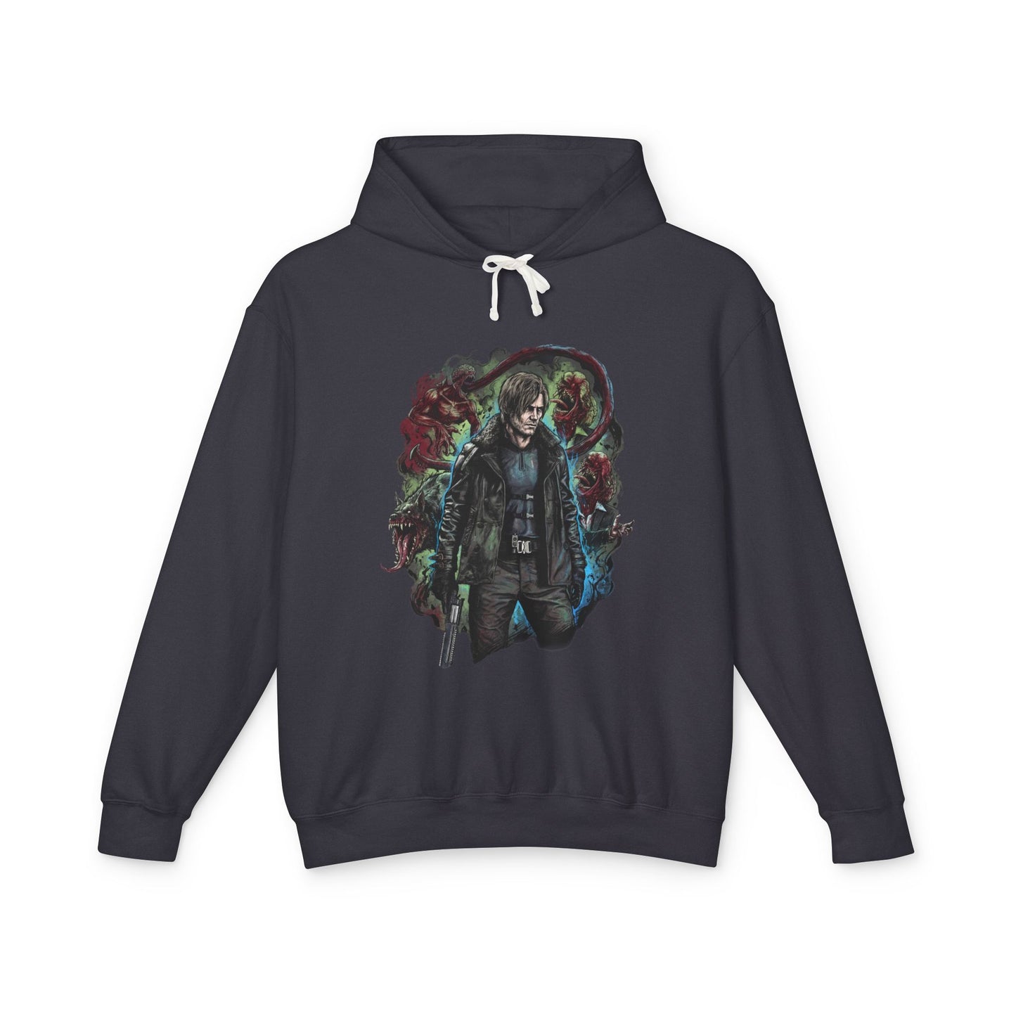 Leon Kennedy RE9 Alligator Snapper Pistol Survival Terror Portrait Unisex Premium Hoodie
