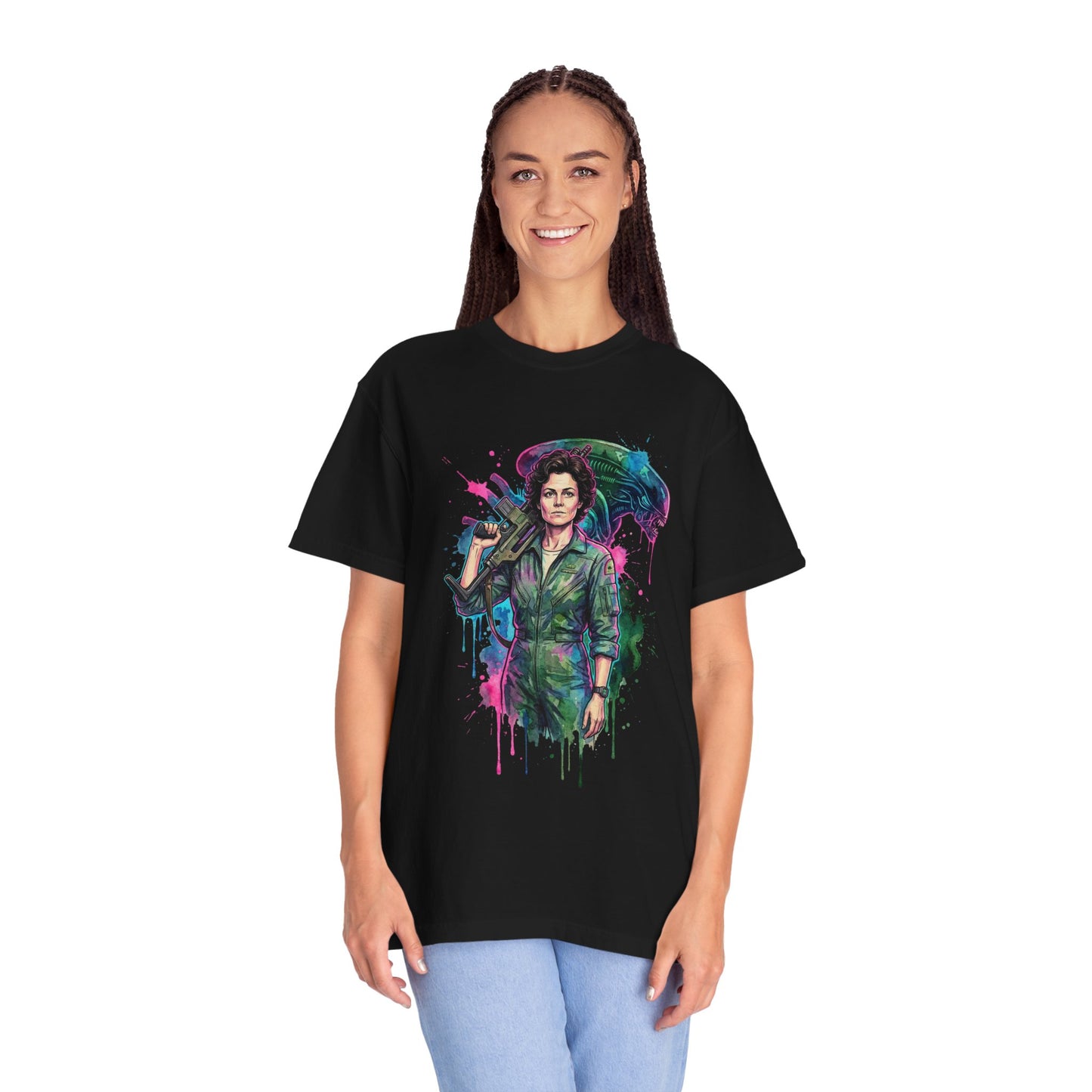 Ellen Ripley Flamethrower Ready Aliens 1986 Classic Portrait Premium T-Shirt