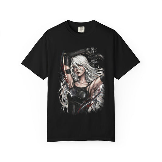 NieR Automata A2 Design Tee | Battle-Damaged Rogue Android Gaming Gift Premium T-Shirt