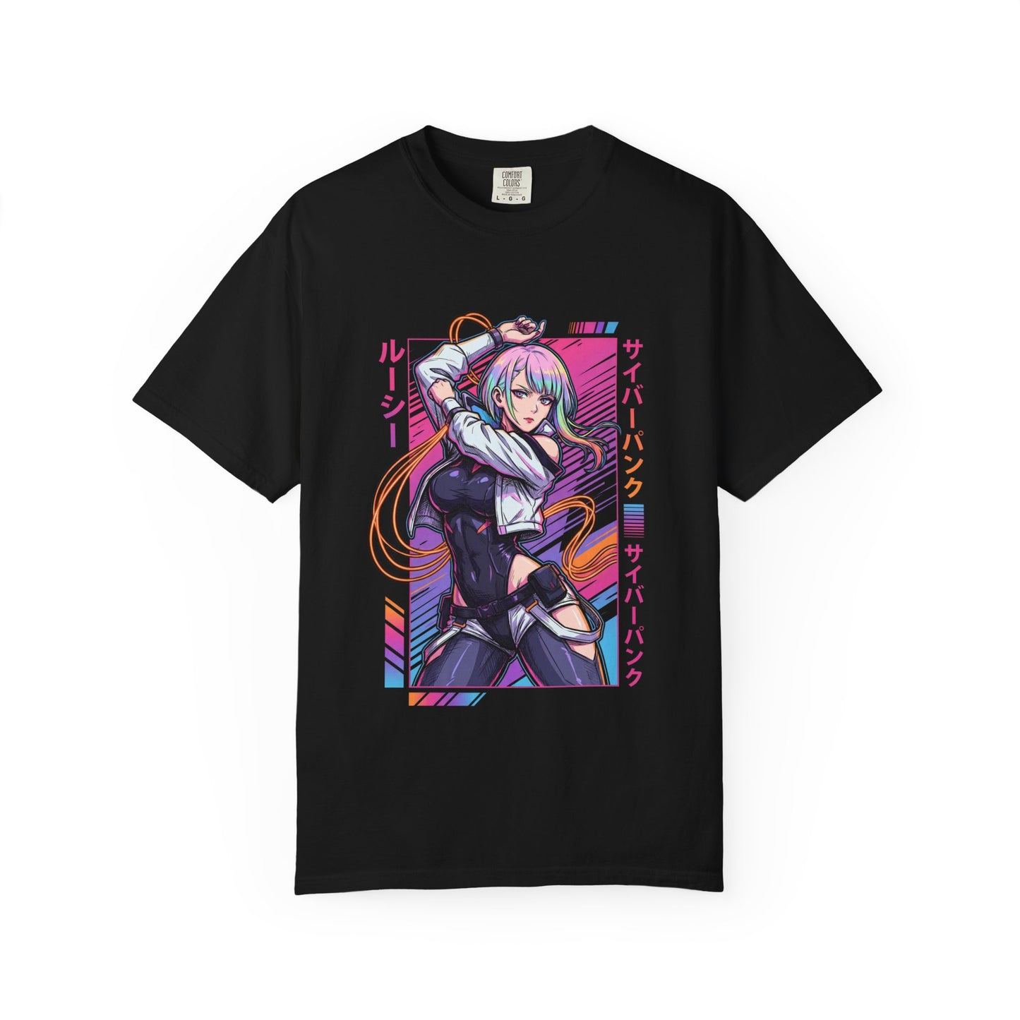 Cyberpunk Edgerunners Lucy Split Bob Hair Pastel Gradient Portrait Premium T-Shirt