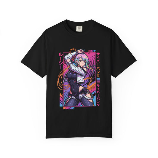 Cyberpunk Edgerunners Lucy Split Bob Hair Pastel Gradient Portrait Premium T-Shirt