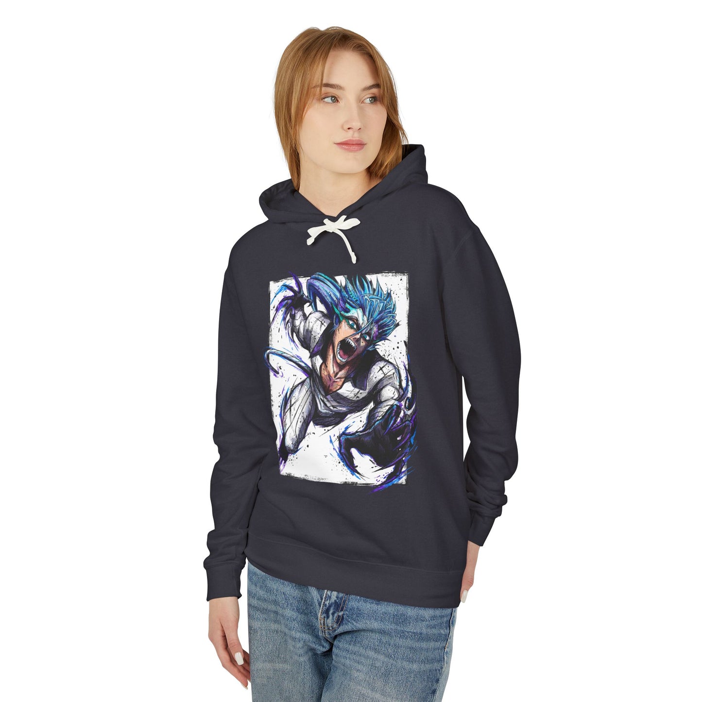 Feline Espada Fighter Manga Style – Intense Eyes Hollow Mask Unisex Premium Hoodie