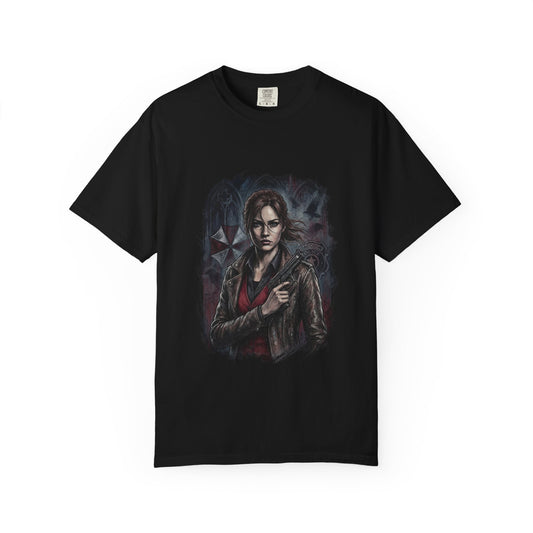 Resident Evil Claire Redfield Raccoon Police Station Escape Portrait Premium T-Shirt