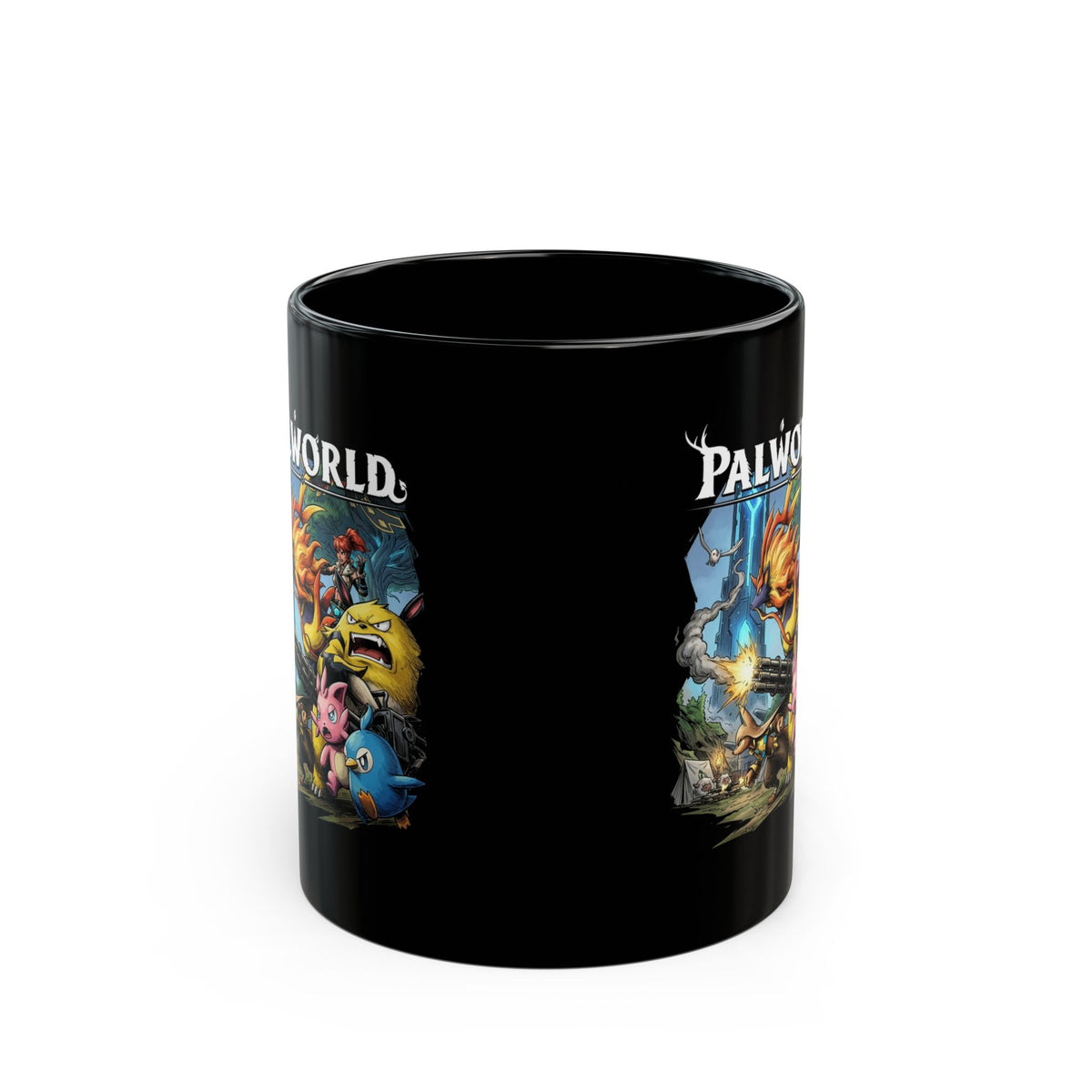 Palworld Grizzbolt Minigun Pal Squad Charge Fan Art Black Mug
