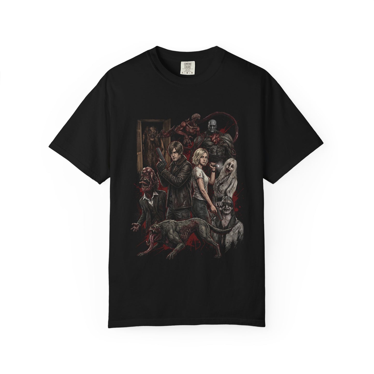 Grace Ashcroft Leon Kennedy RE9 Wrenwood Hotel Enemies Grunge Portrait Premium T-Shirt