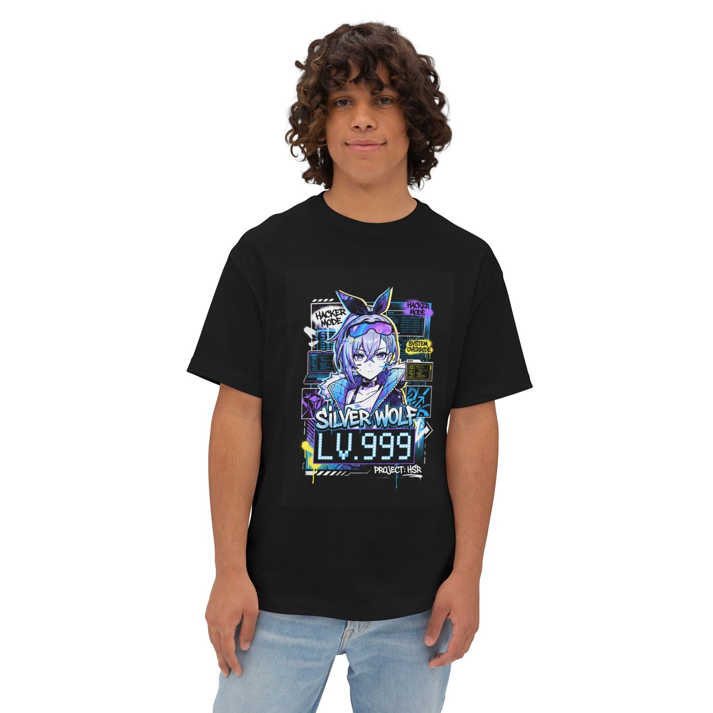 Silver Wolf Lv.999: Reality Glitch Master Premium Oversized Unisex T-Shirt