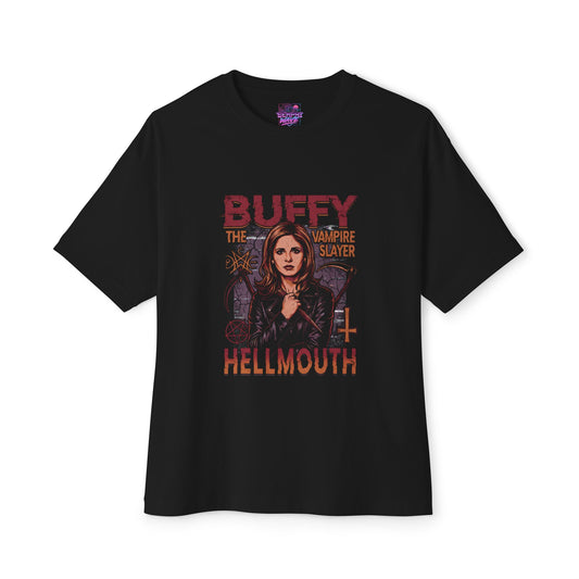 Iconic Buffy the Vampire Slayer Red Leather Look Premium Oversized Unisex T-Shirt