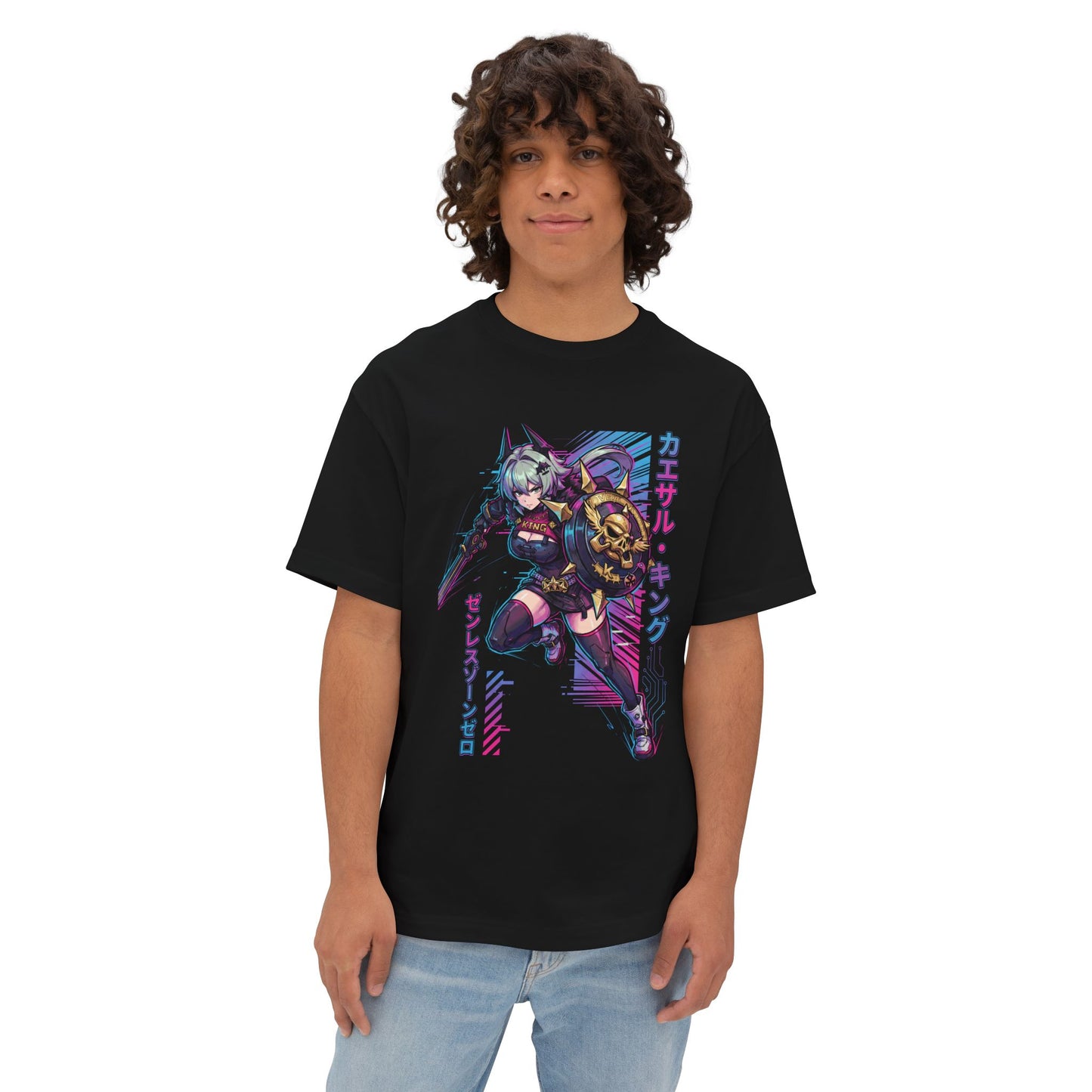 Caesar King Zenless Zone Zero Synthwave Retro Neon Premium Oversized Unisex T-Shirt