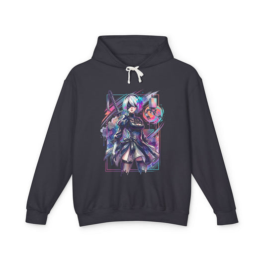 NieR Automata 2B Vaporwave Aesthetic Neon Synthwave Design Unisex Premium Hoodie