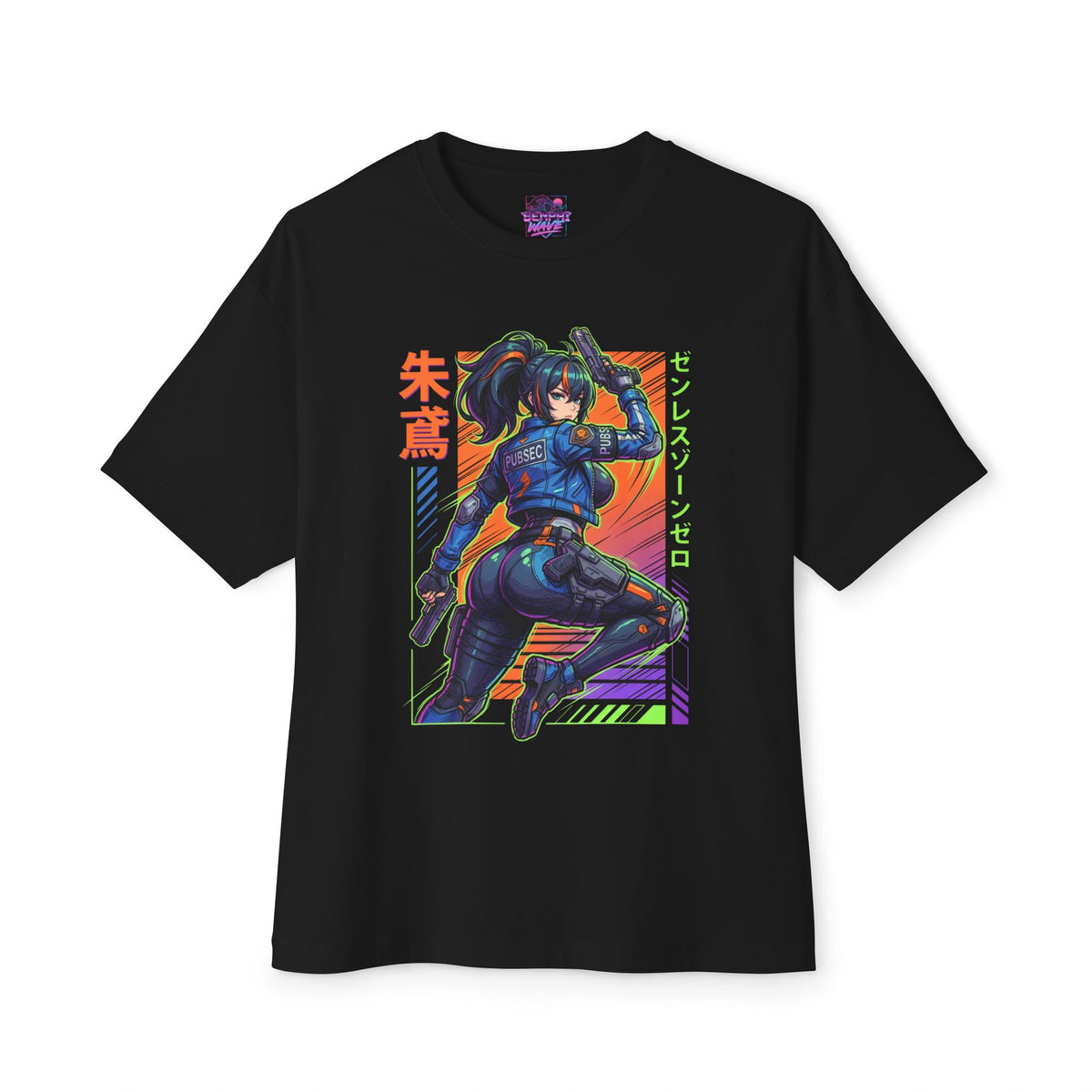 Zenless Zone Zero Zhu Yuan Pubsec Back Pose Neon Fan Art Oversized T-Shirt