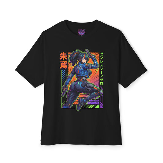 Zenless Zone Zero Zhu Yuan Pubsec Back Pose Neon Fan Art Oversized T-Shirt