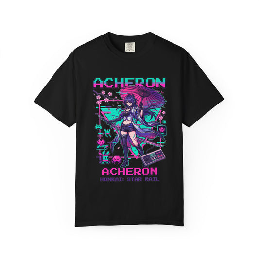 Acheron Honkai Star Rail Retro Arcade T-Shirt | Galaxy Ranger Nihility Emanator Crimson Blade