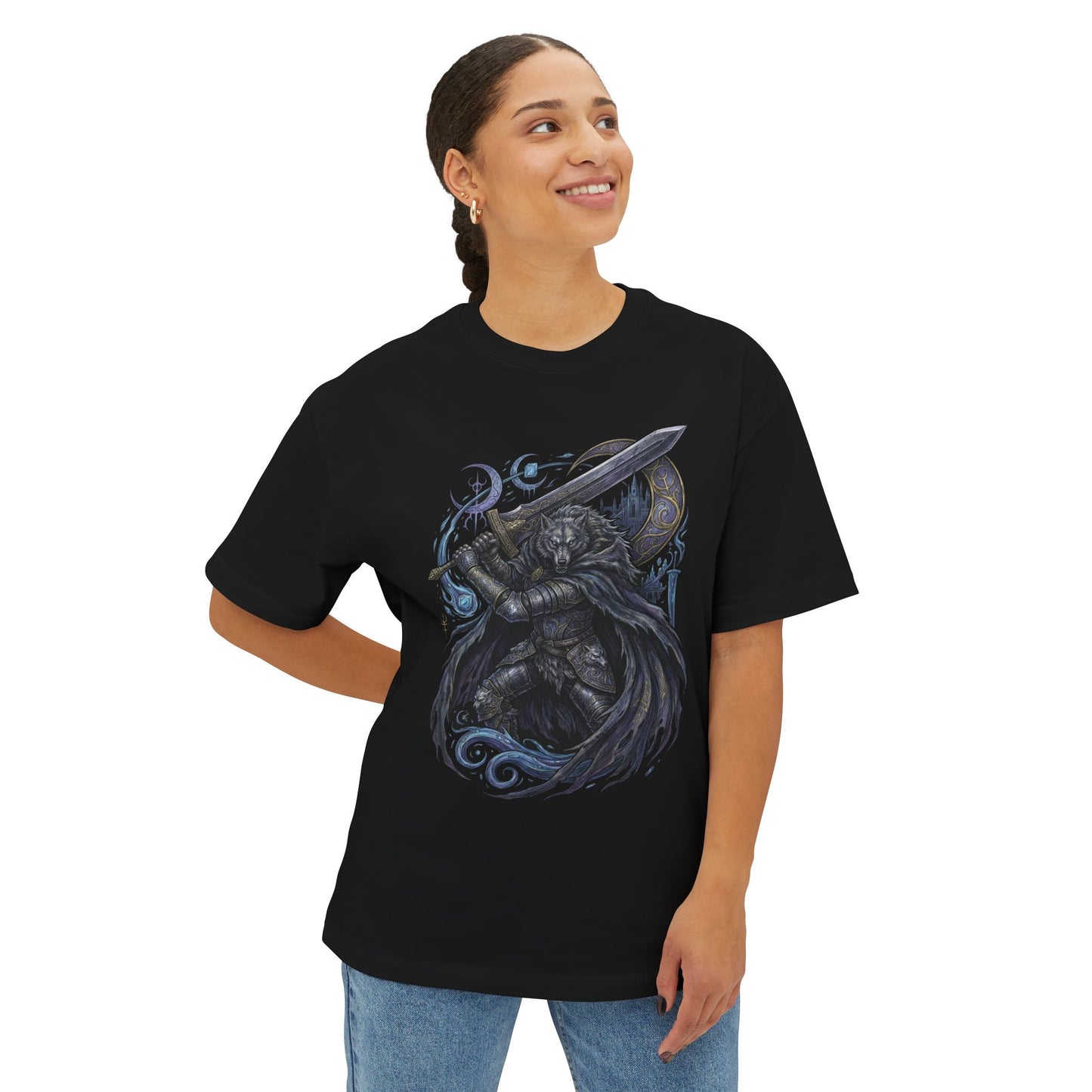 Blaidd the Half Wolf Swordmaster Wolf Art Premium Oversized Unisex T-Shirt
