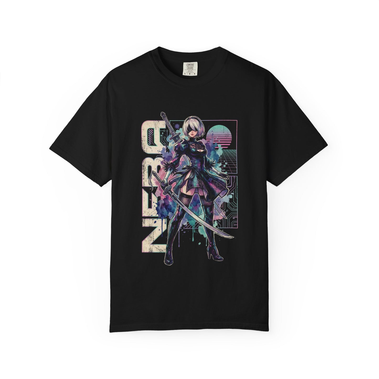 2B YoRHa NieR Vaporwave Retro 80s Pink Teal Portrait Premium T-Shirt