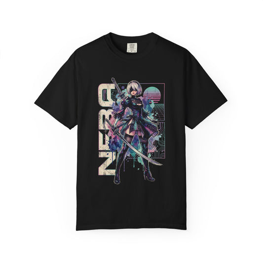 2B YoRHa NieR Vaporwave Retro 80s Pink Teal Portrait Premium T-Shirt