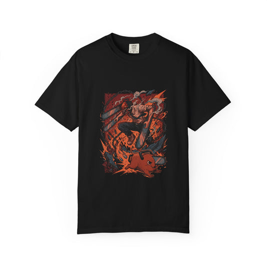 Chainsaw Man Denji Chainsaw Head Pull Cord Devil Hunter Design Premium T-Shirt