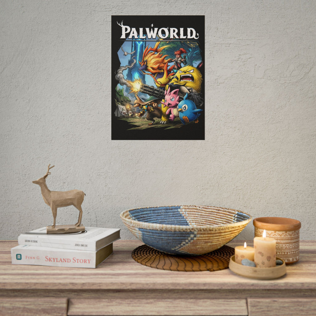 Palworld Grizzbolt Minigun Pal Squad Charge Fan Art Poster