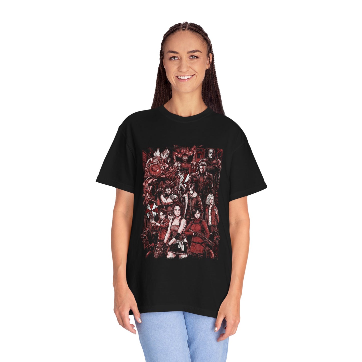 Resident Evil Wesker Birkin Nemesis Mr X Lickers Zombie Dogs Design Premium T-Shirt