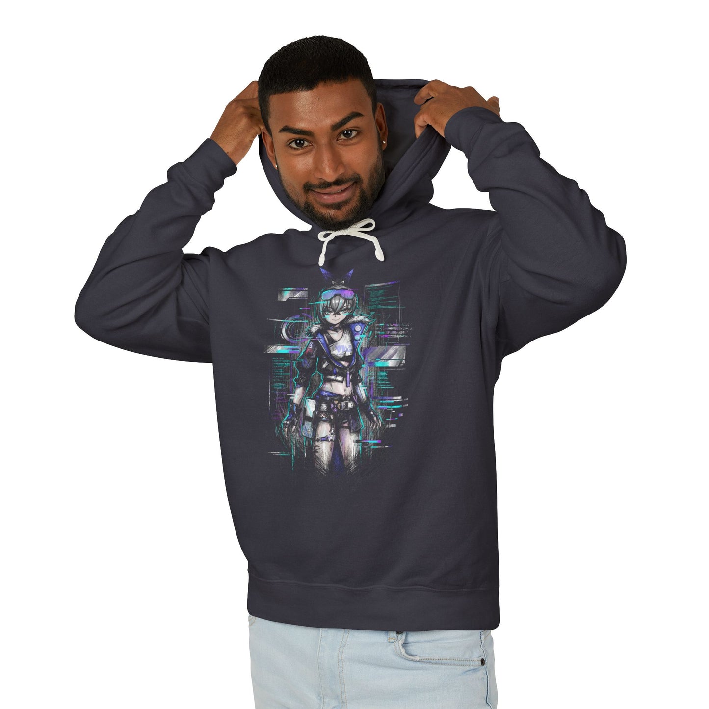 Silver Wolf HSR Silver Hair Purple Tips Headset Lollipop Portrait Unisex Premium Hoodie