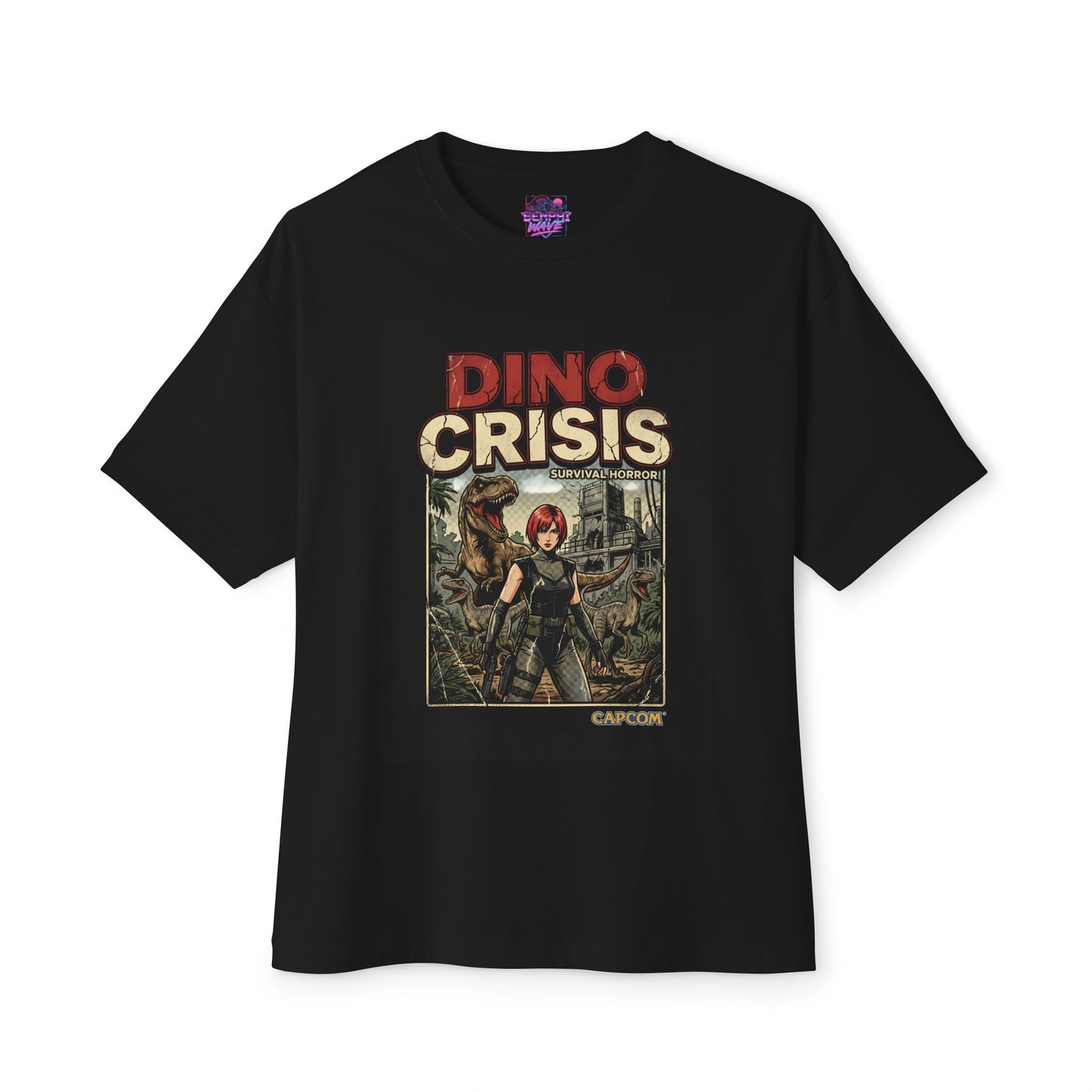 Dino Crisis 1999 Cover Art Velociraptor Claw Bloody Foot Portrait Premium Oversized Unisex T-Shirt