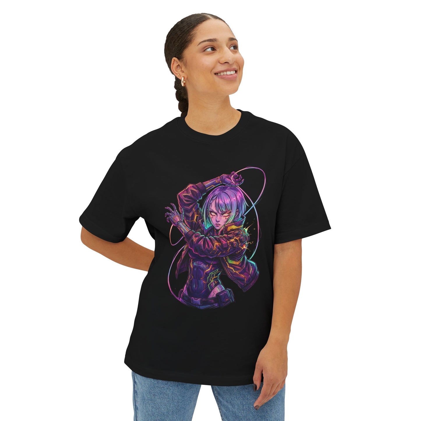 Cyberpunk Edgerunners Lucy David Martinez Romance Tragic Art Premium Oversized Unisex T-Shirt