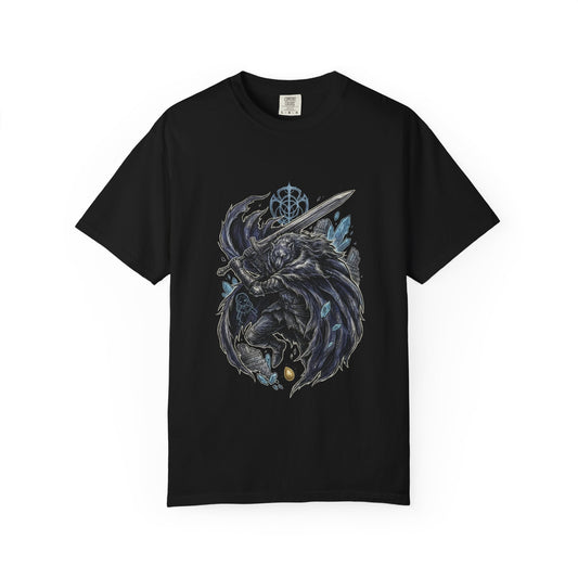 Half Wolf Blaidd Epic Fantasy Knight Design Premium T-Shirt