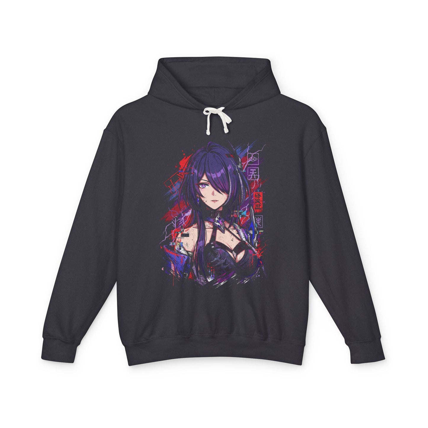 Acheron HSR Purple Black Hair Red Eyes Katana Sheath Portrait Unisex Premium Hoodie