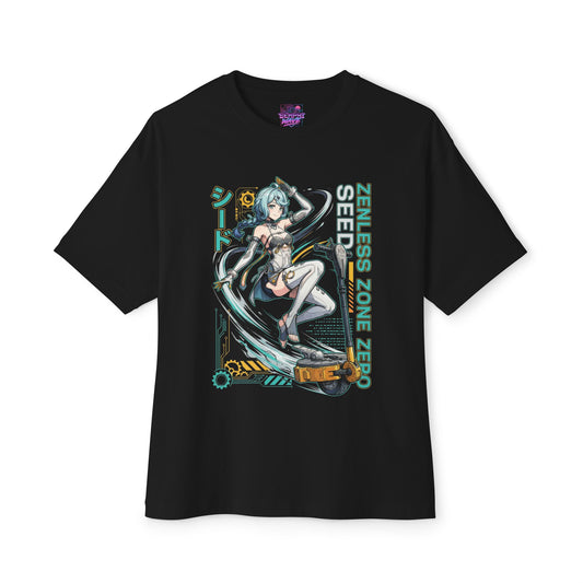 Seed Zenless Zone Zero Retrowave Synth Neon Mecha Premium Oversized Unisex T-Shirt