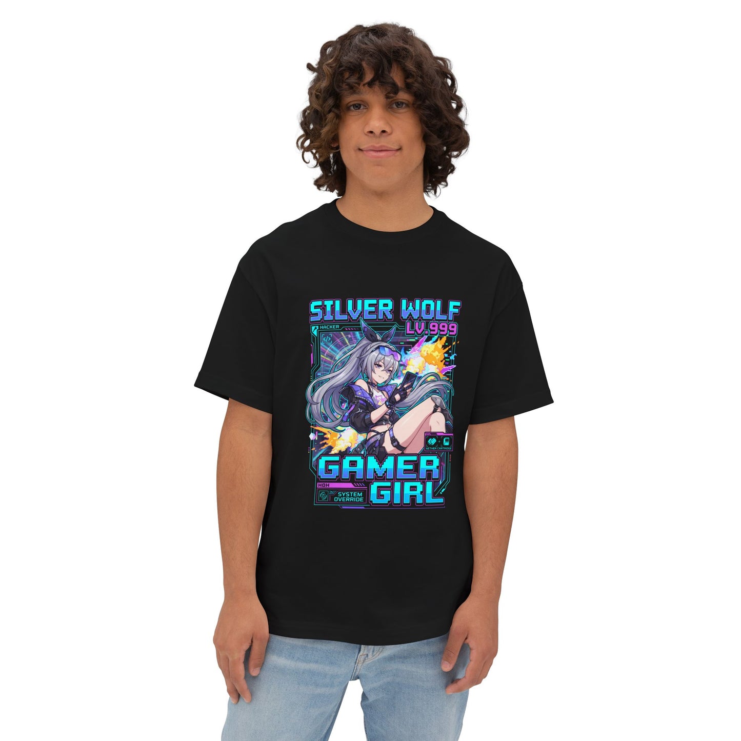 HSR Silver Wolf: Max Level Quantum Glitch Premium Oversized Unisex T-Shirt