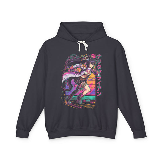 Umamusume Narita Brian Neon Sunset Katakana Fan Art Hoodie